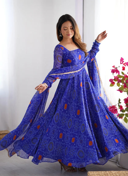 Pure Soft Lightweight Chiffon Anarkali Blue