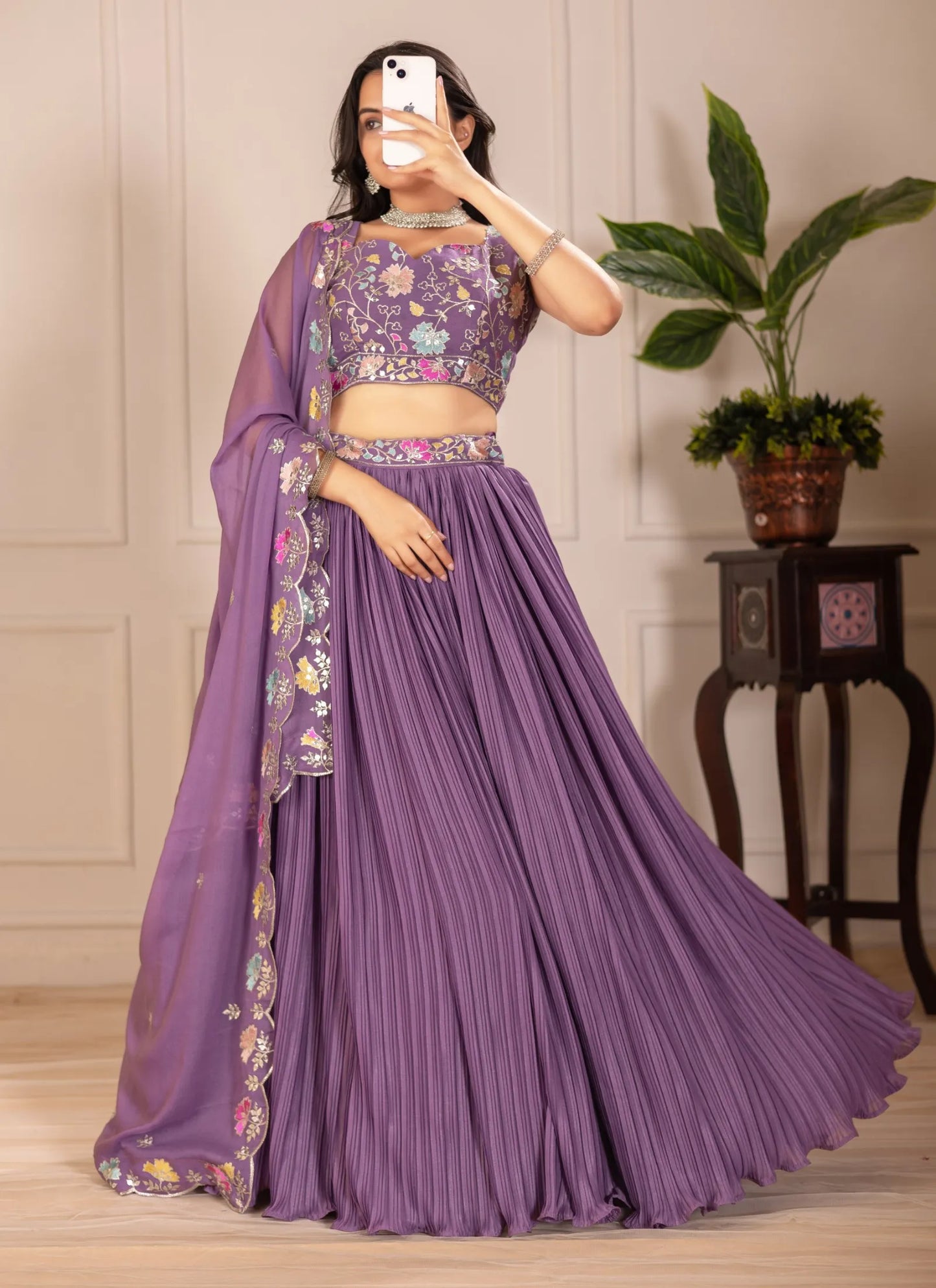 Purple Fox Georgette Lehenga Choli