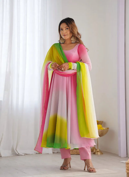 Heavy Pure Soft Fox Georgette Anarkali Multicolor