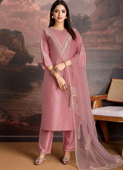 Light Pink Heavy Roman Kurta Suit
