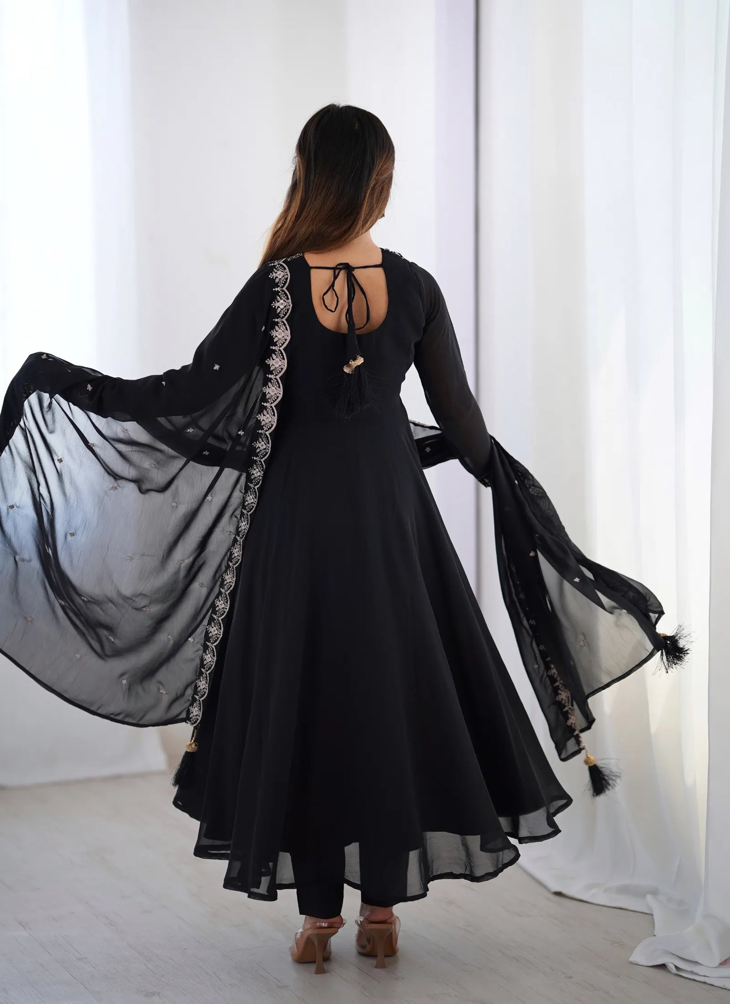 Pure Soft Fox Georgette Anarkali Black