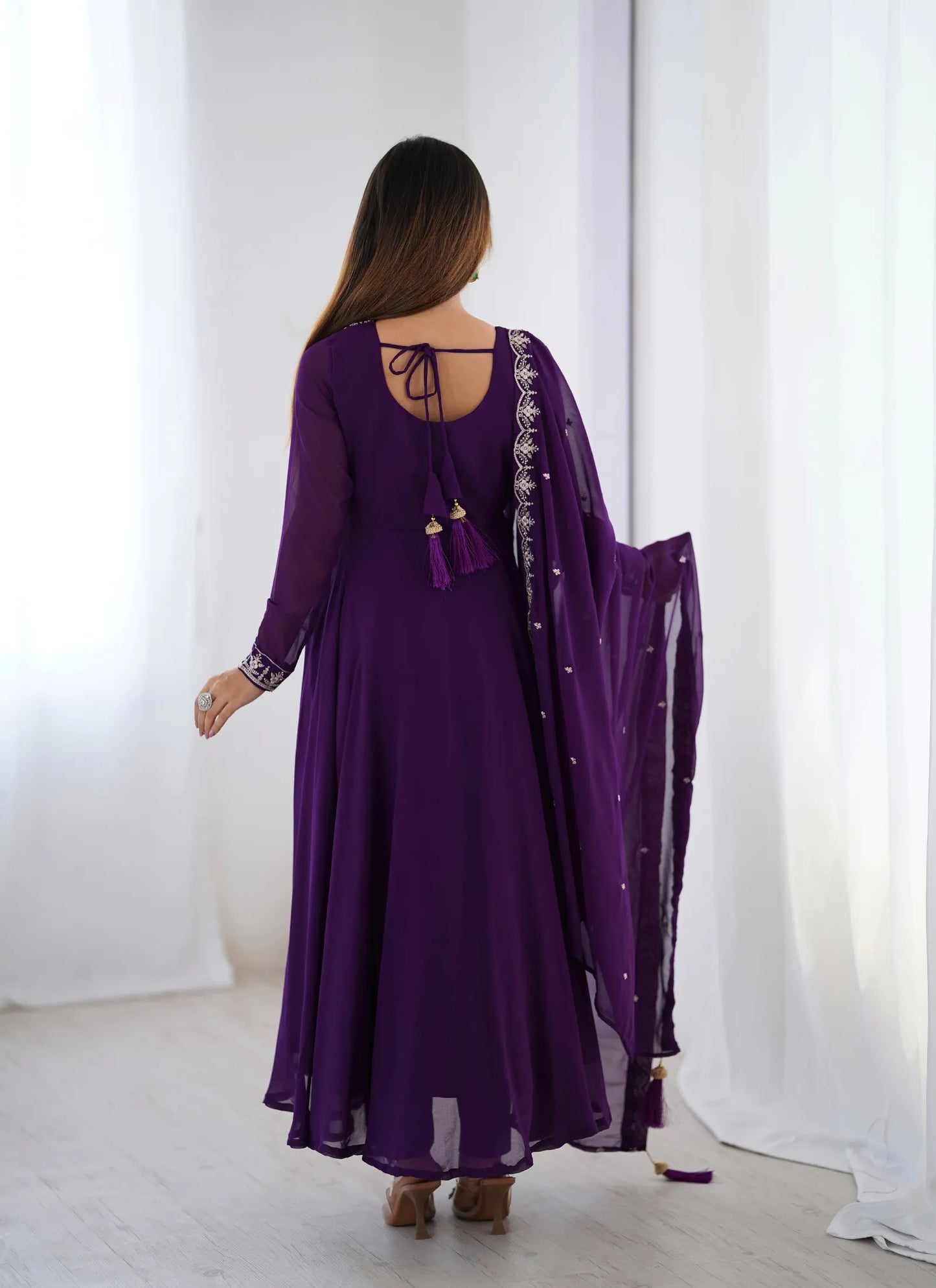 Pure Soft Fox Georgette Anarkali Purple