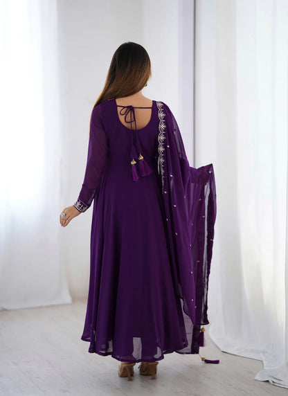 Pure Soft Fox Georgette Anarkali Purple