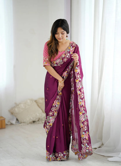 Premium Noha Crush Saree Pink