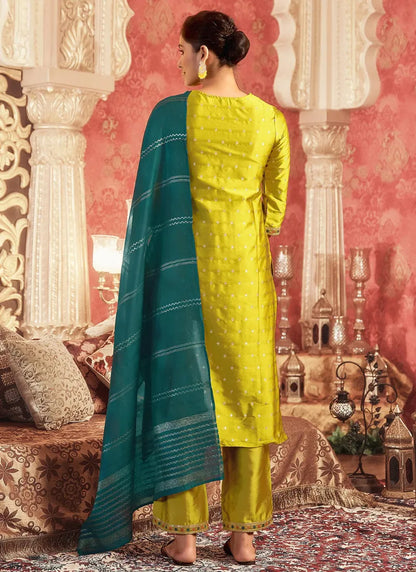 Silk Kurta Dupatta Set Mustard