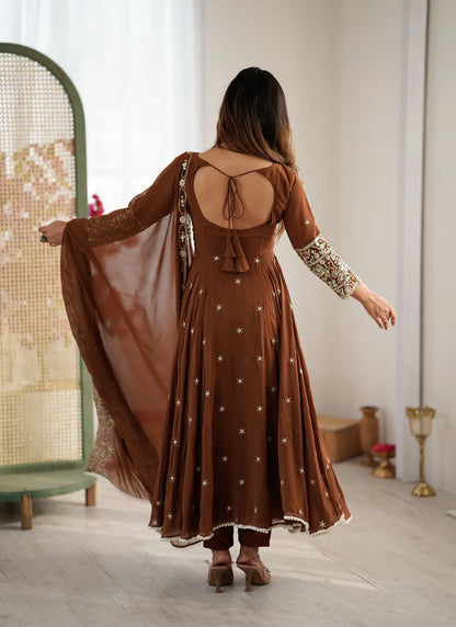 Brown Rembo Sequence Designer Anarkali Suit