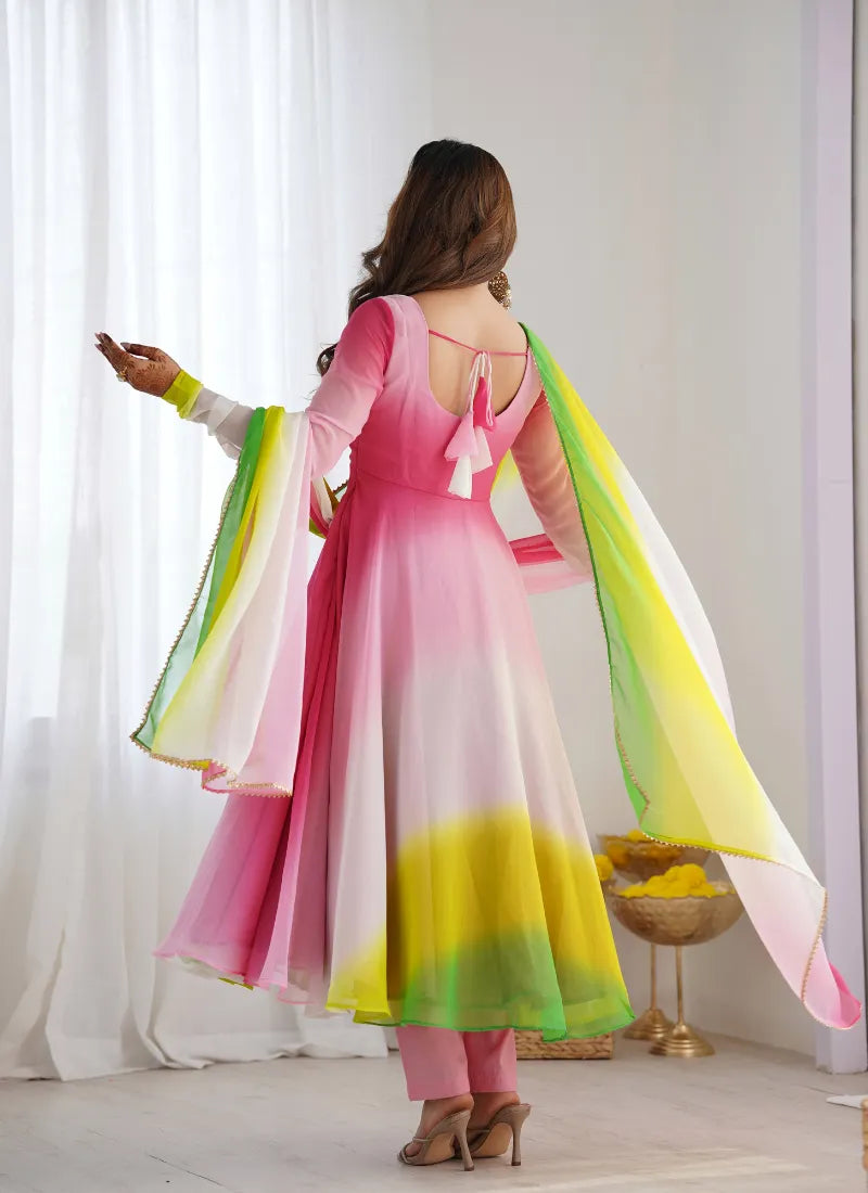 Heavy Pure Soft Fox Georgette Anarkali Multicolor