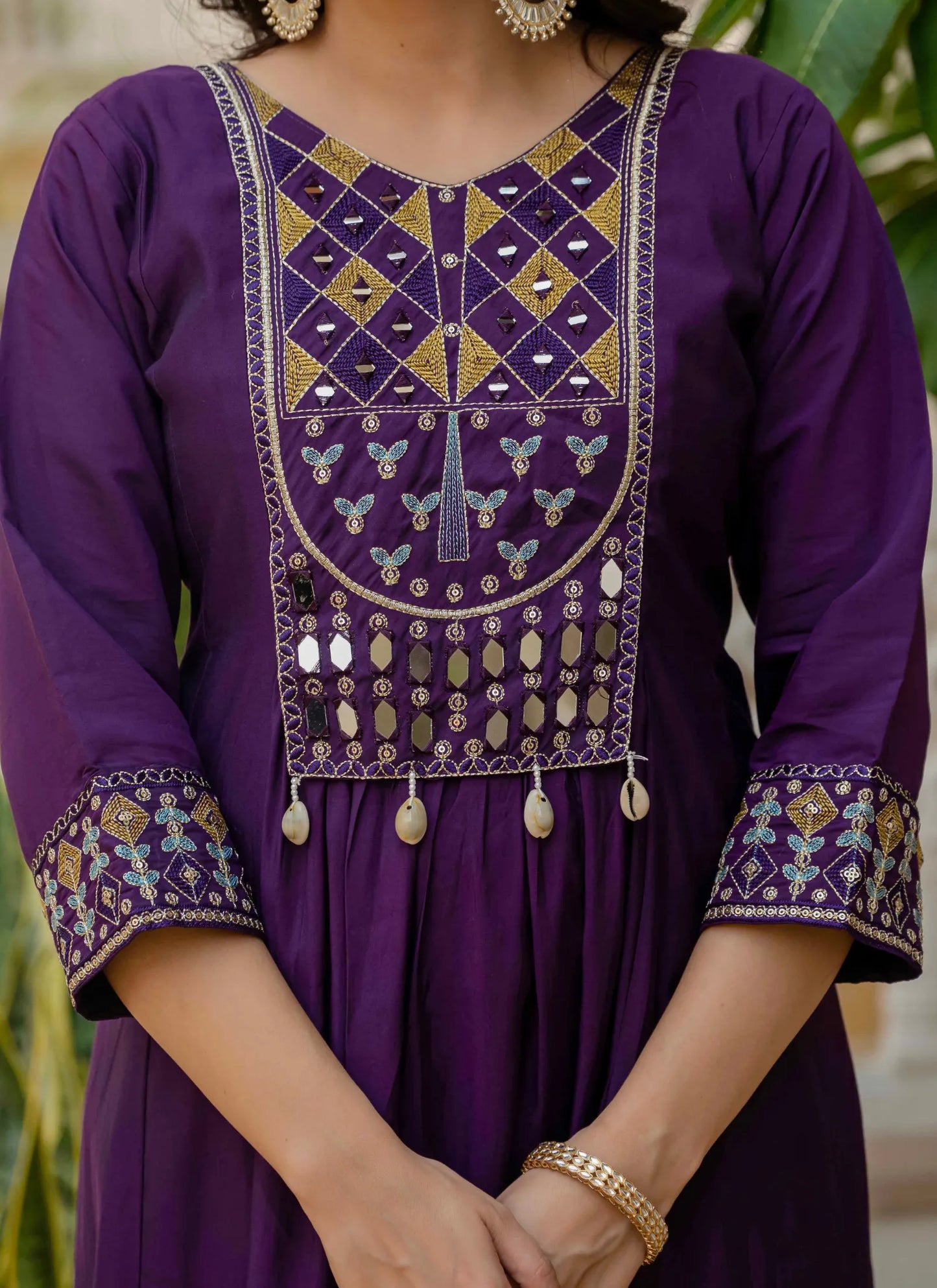 Beautiful Roman Silk Anarkali Kurti Purple