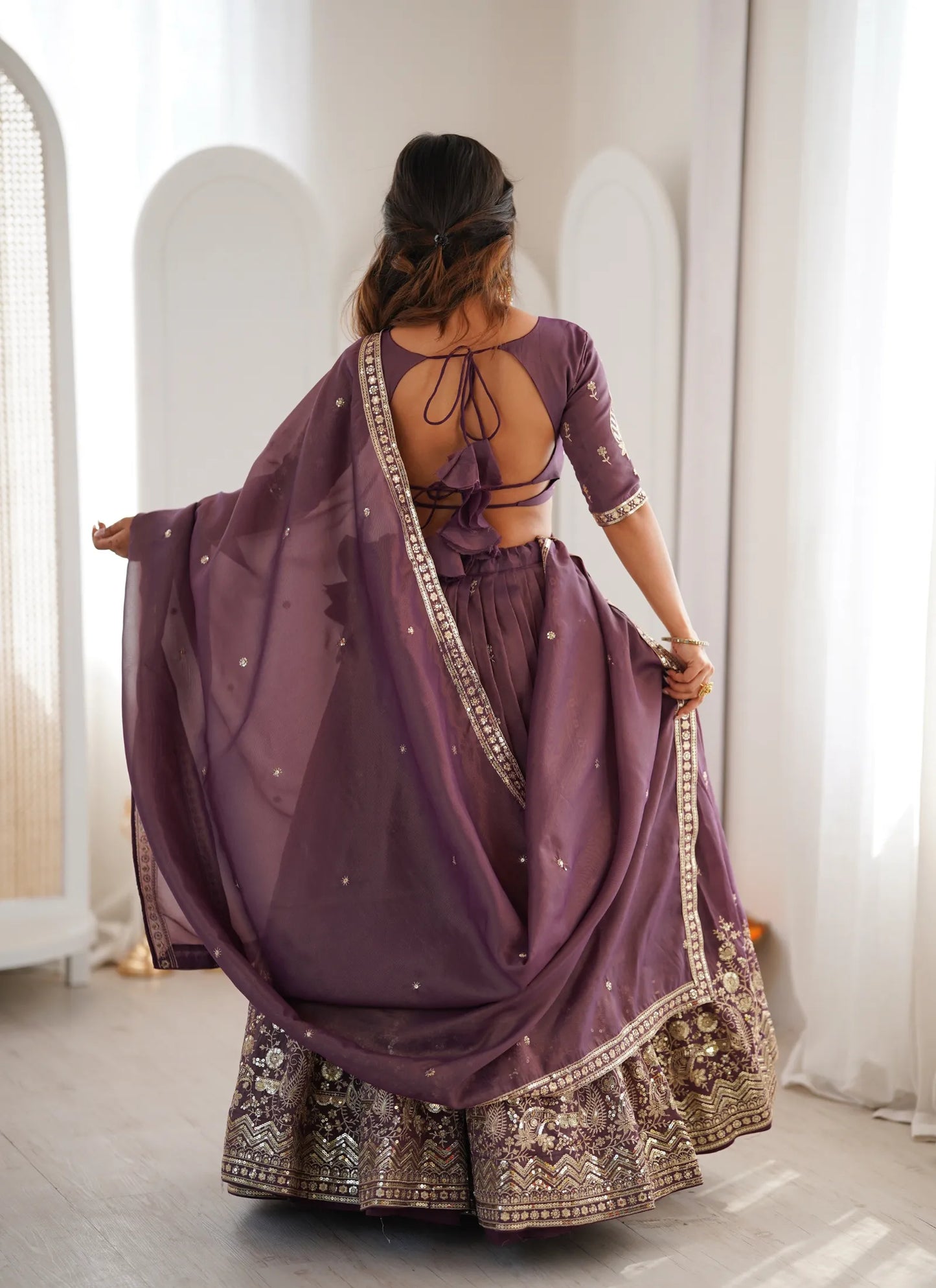 Mauve Heavy Simmer Silk Lehenga Choli