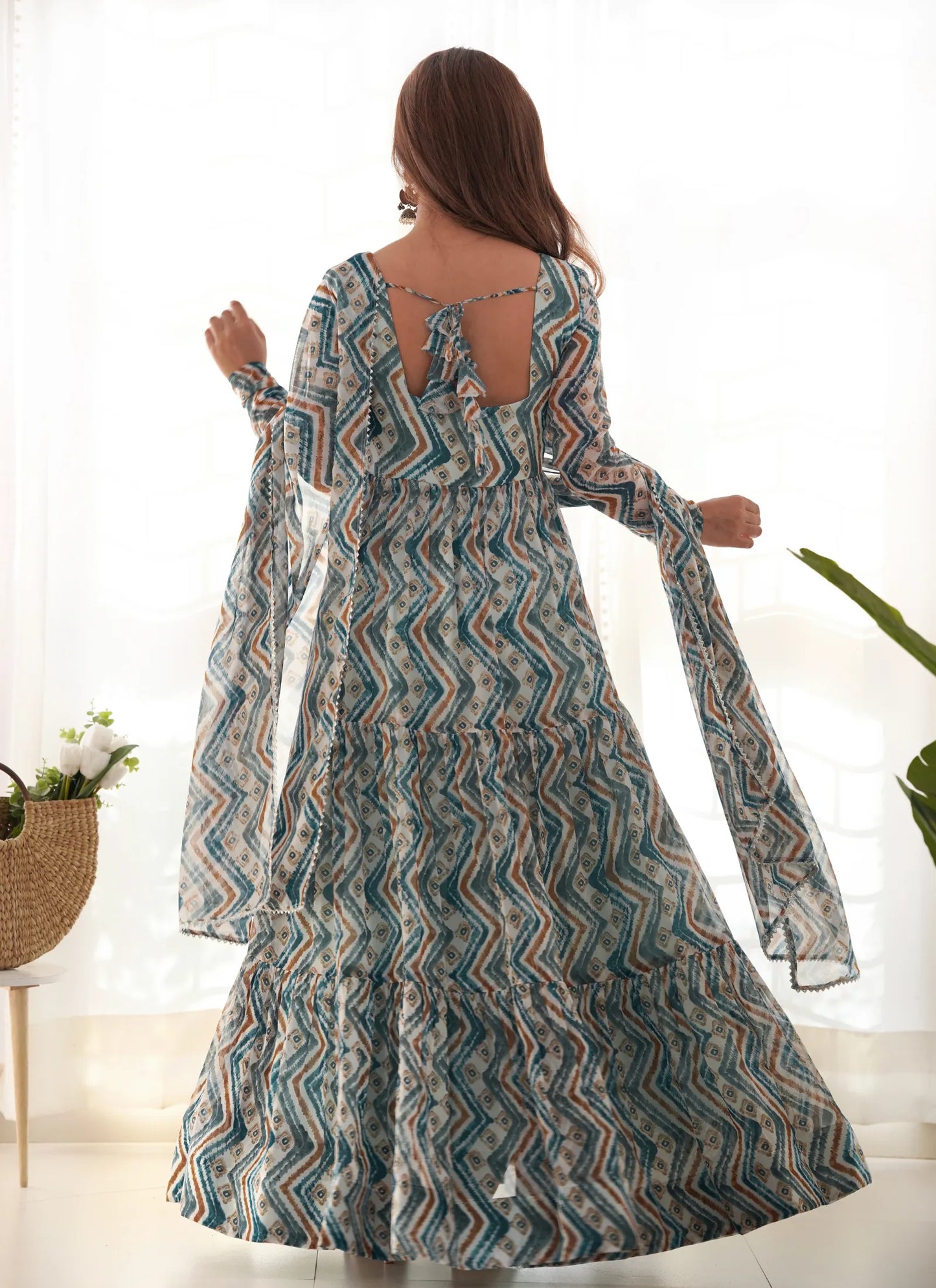 Pure Soft Fox Georgette Anarkali Light Blue
