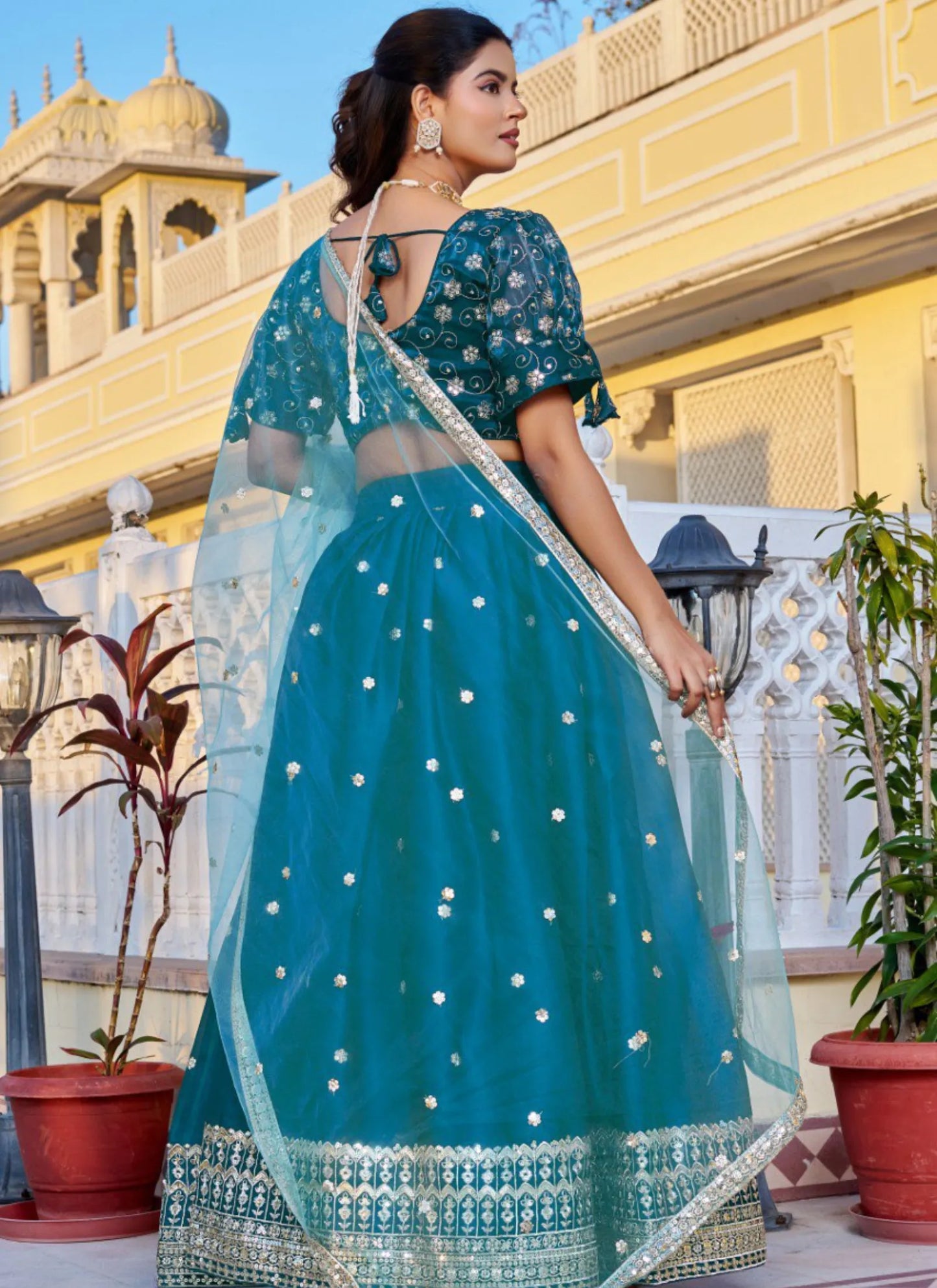 Rama Heavy Embroidery With Zari Thread Lehenga Choli