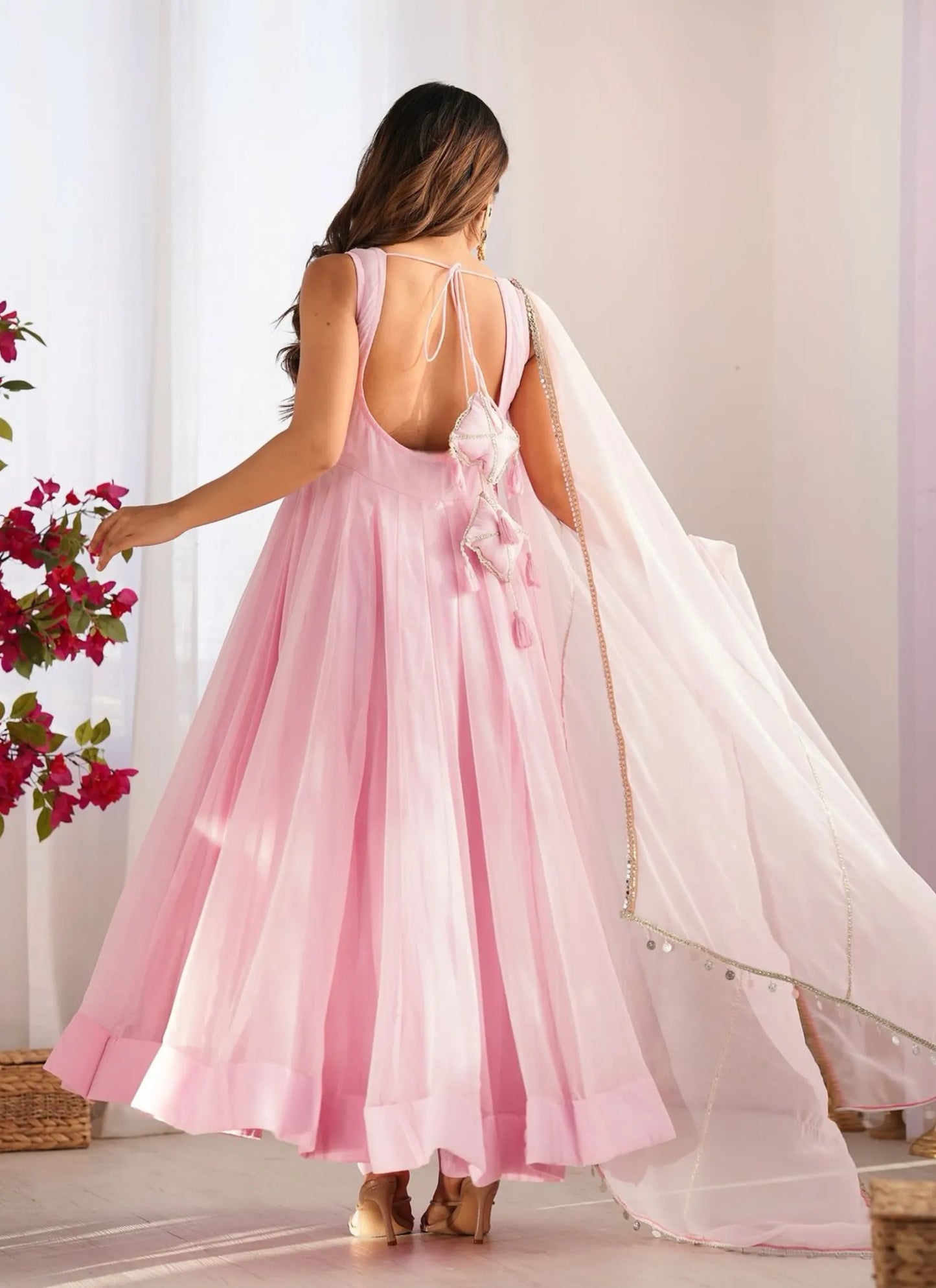 Georgette Anarkali Suit Baby Pink