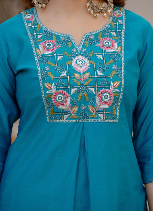 Aqua Pure Viscose Designer Kurta Set