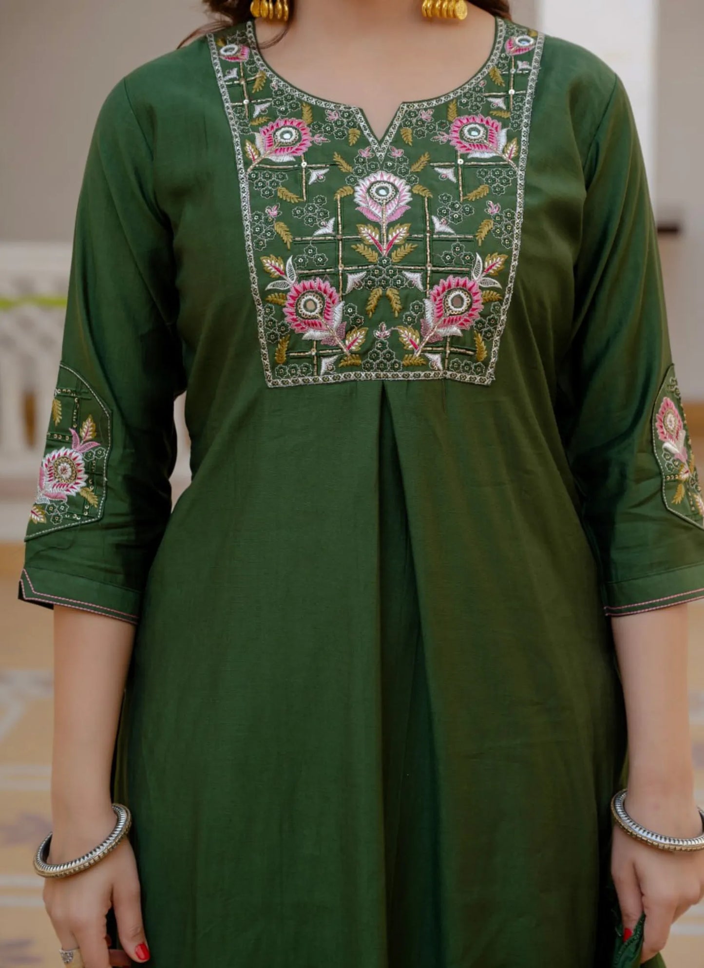 Green Pure Viscose Designer Kurta Set
