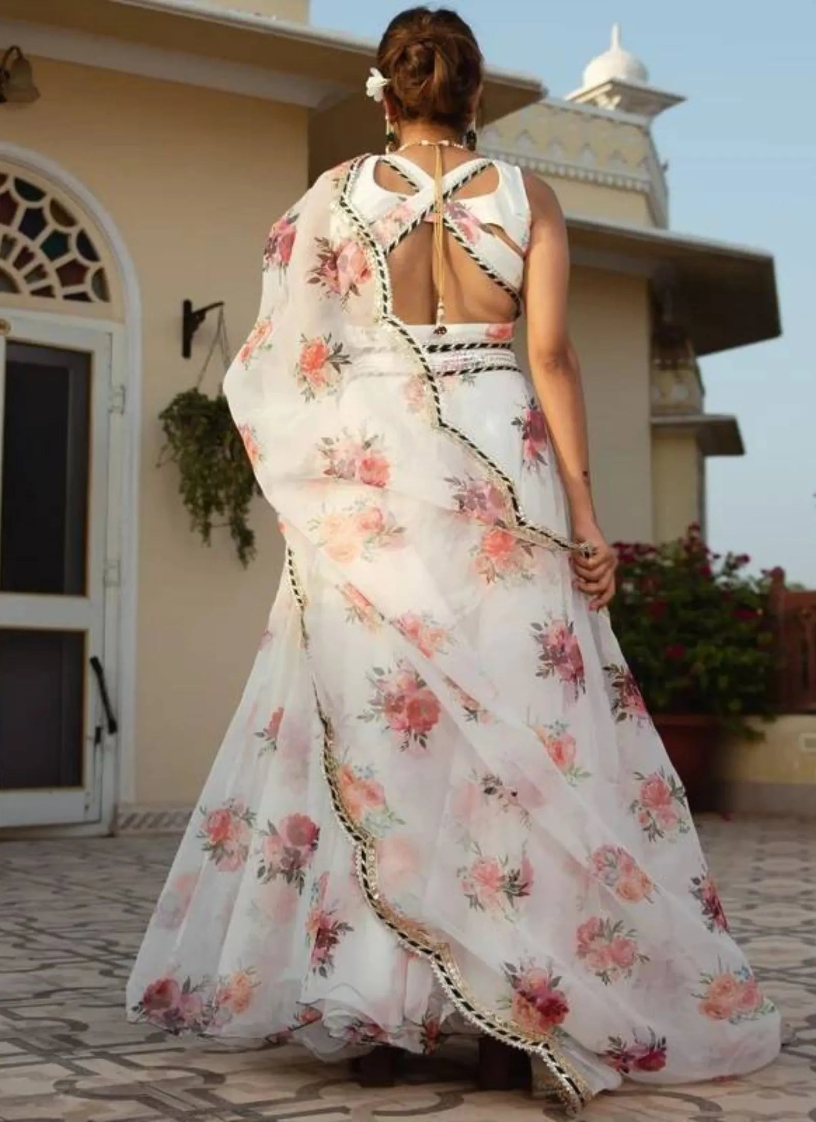 Dermicool Printed Lehenga Choli White