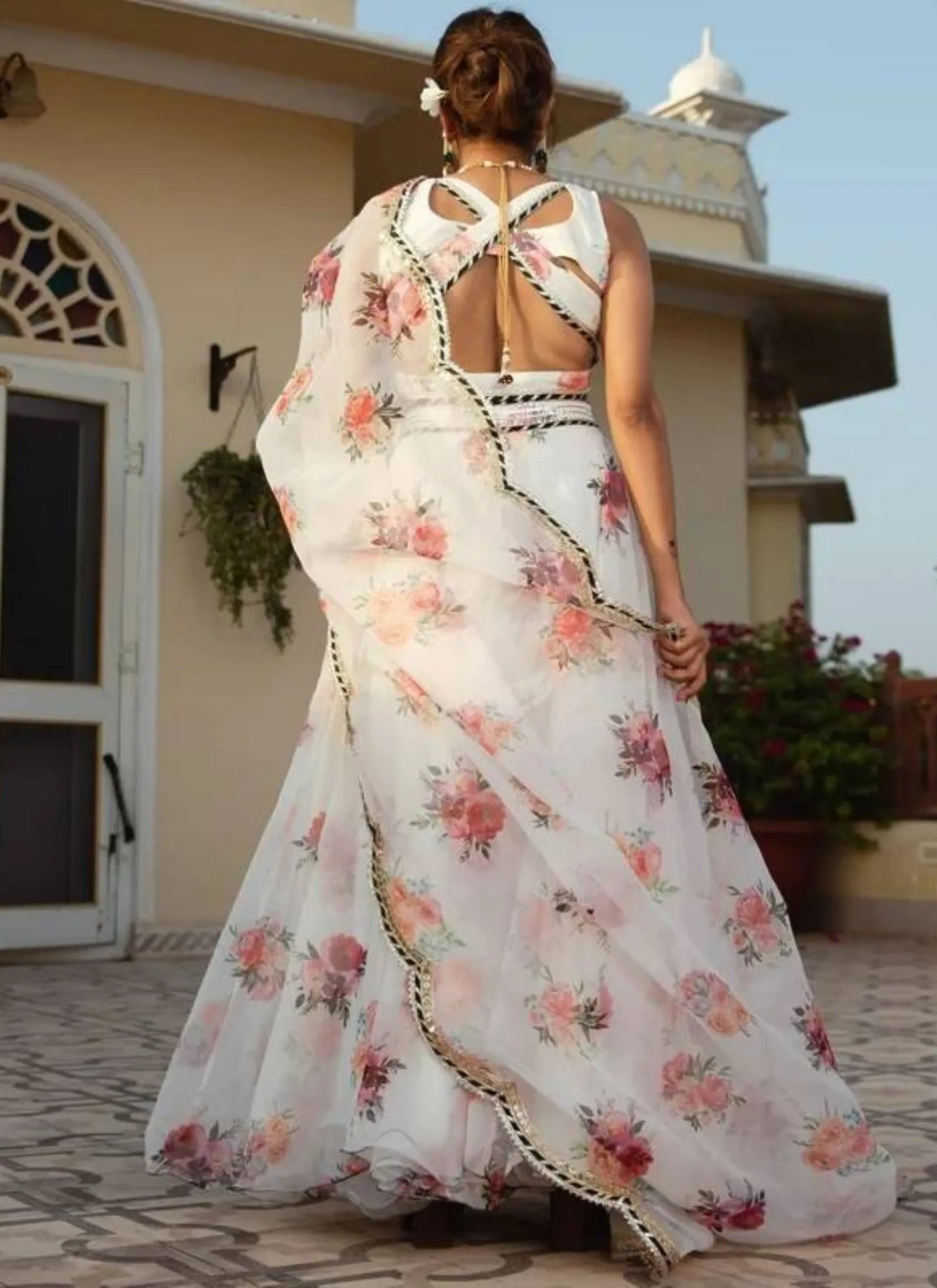 Dermicool Printed Lehenga Choli White