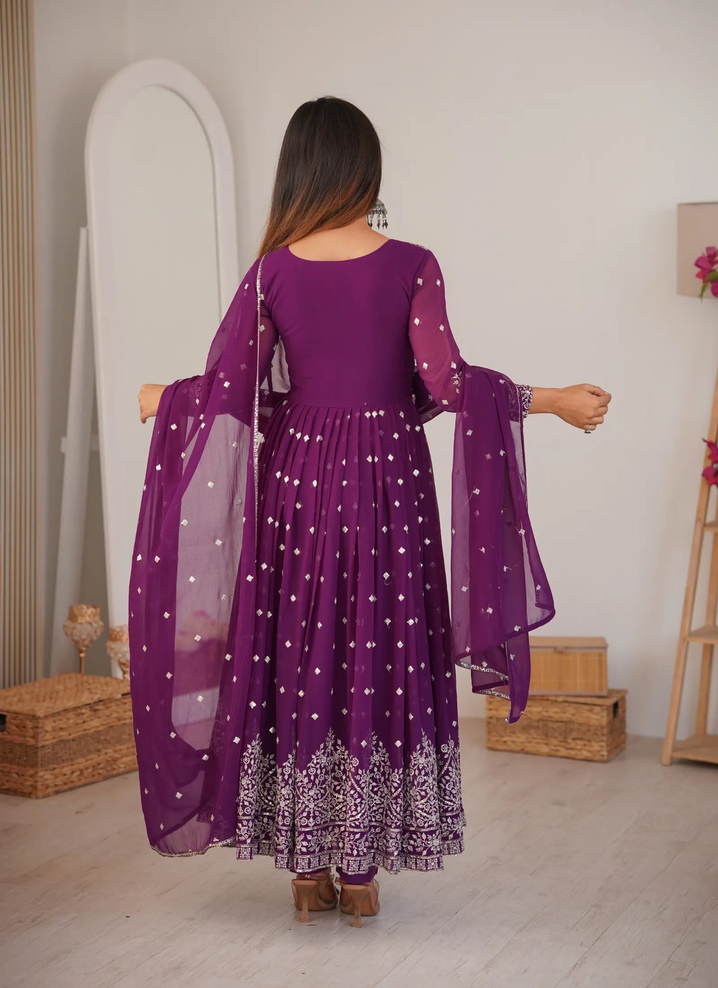 Purple Heavy Faux Georgette Anarkali Suit