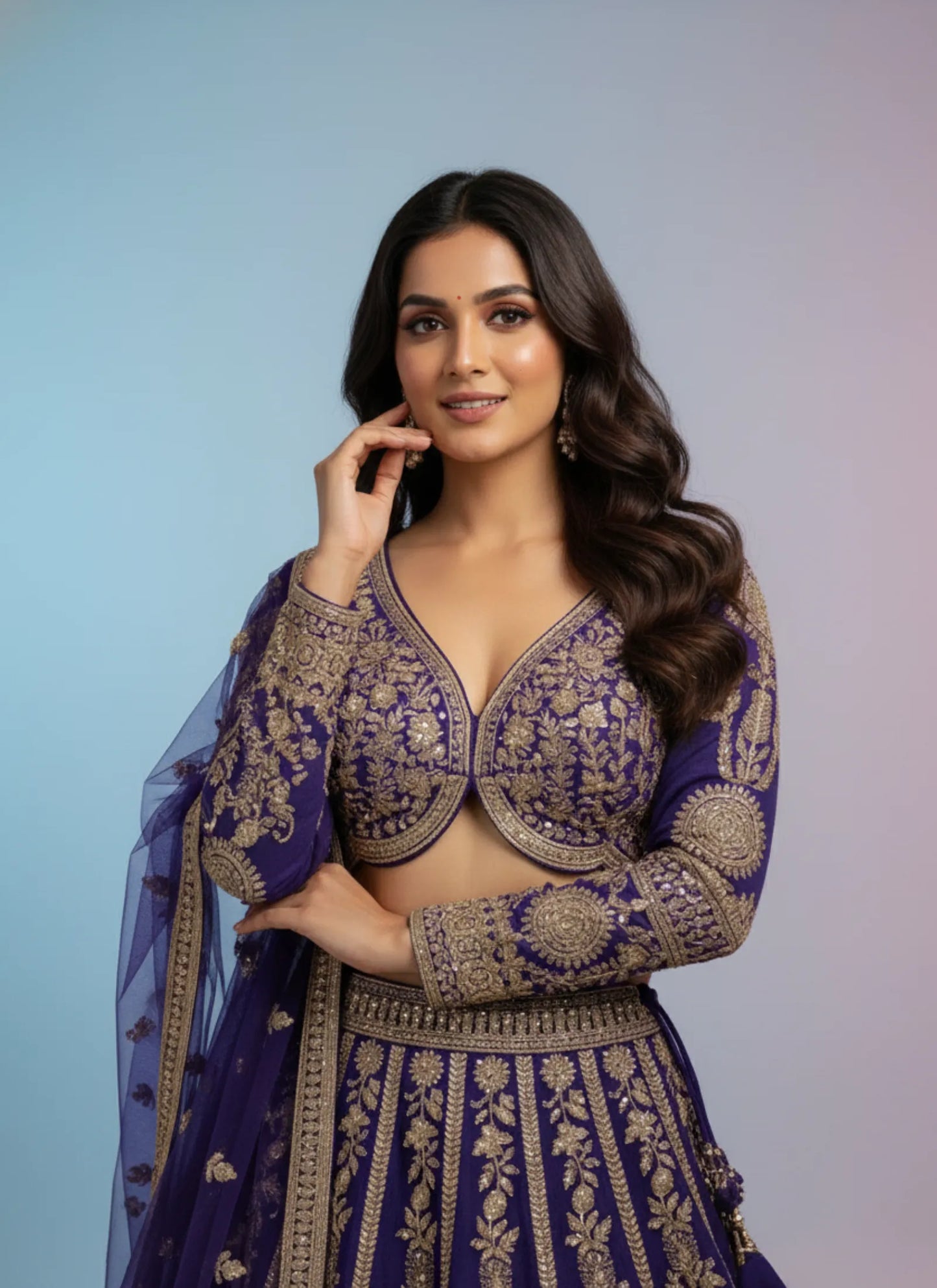 Premium Heavy Slub Silk Lehenga Choli Blue