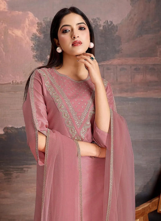 Light Pink Heavy Roman Kurta Suit