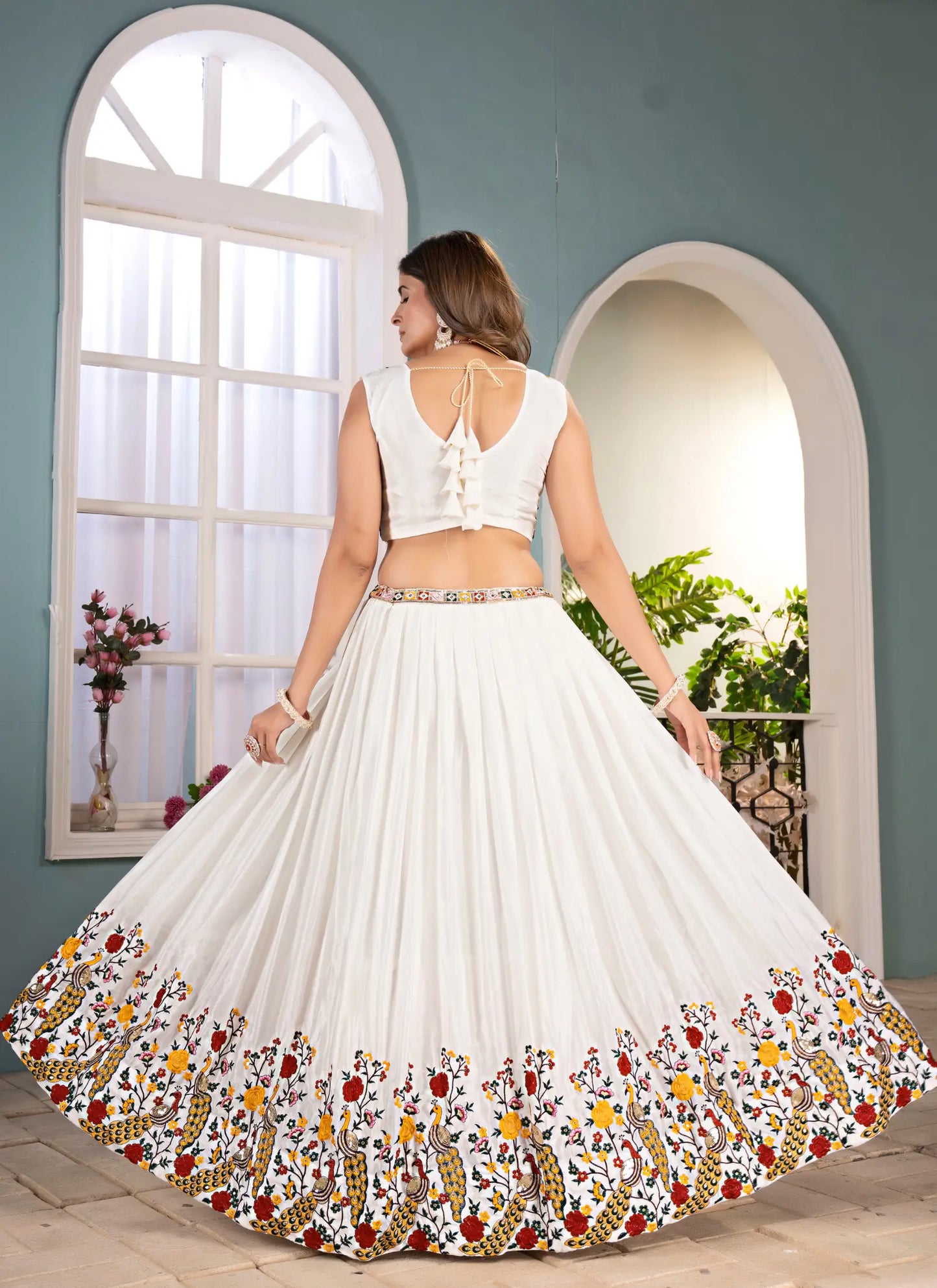 Tradition Embroidery Lehenga Choli White