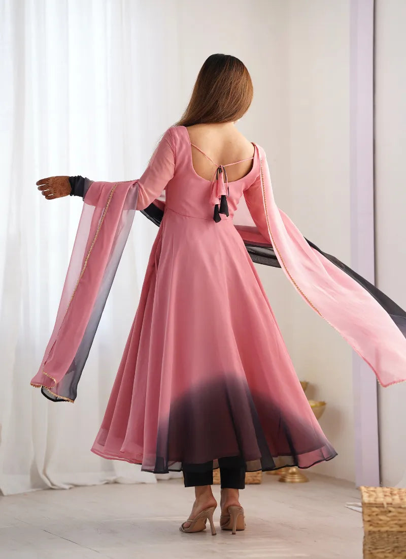 Heavy Pure Soft Fox Georgette Anarkali Onion Pink