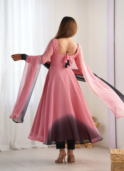Heavy Pure Soft Fox Georgette Anarkali Onion Pink