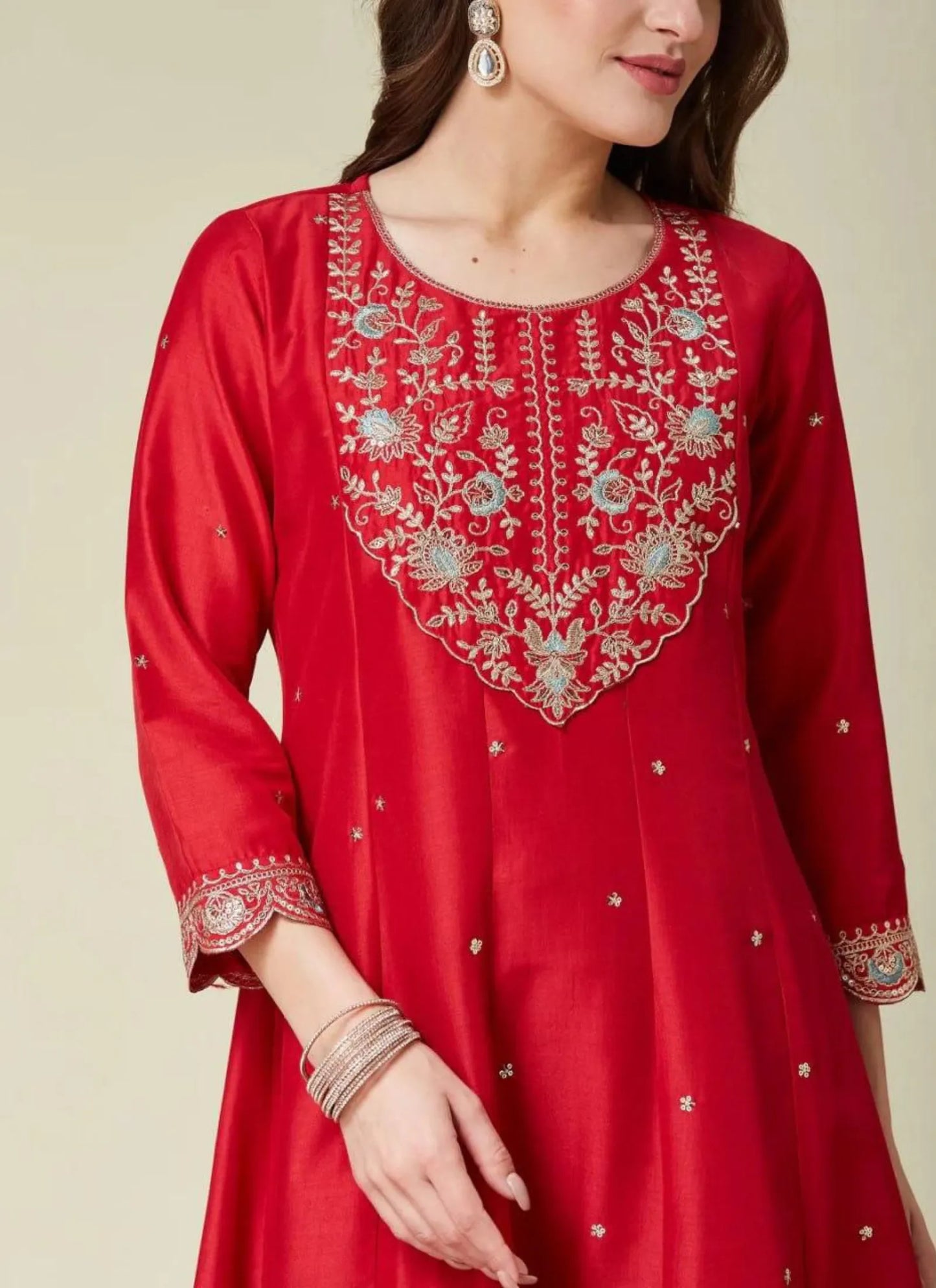 Premium Anarkali Kurti Set Red