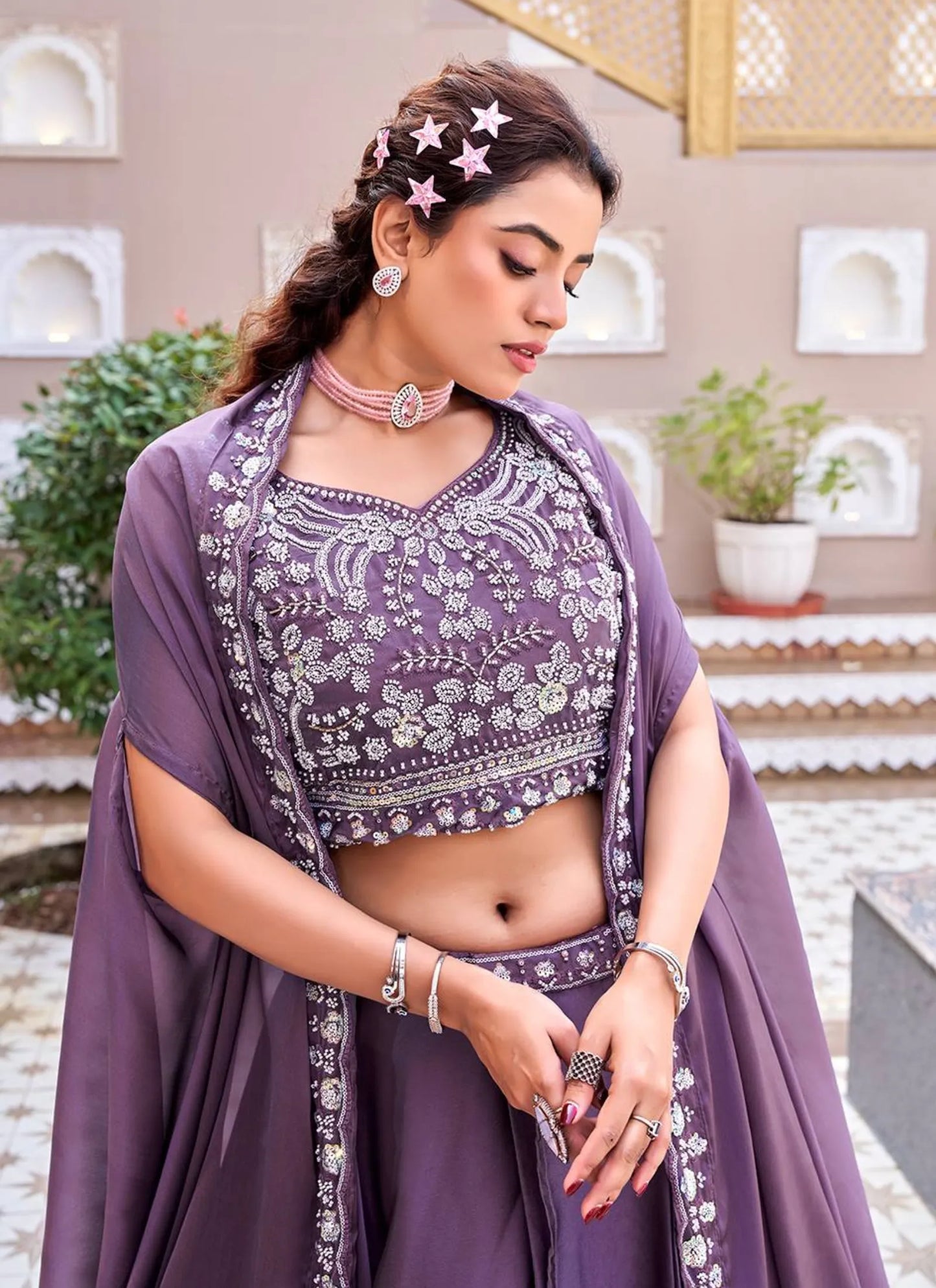 Purple Pure Rangoli Silk Lehenga Choli