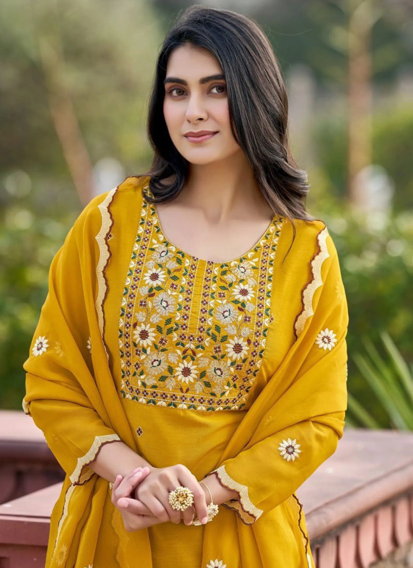 Heavy Rayon Fabric Kurta Set Yellow