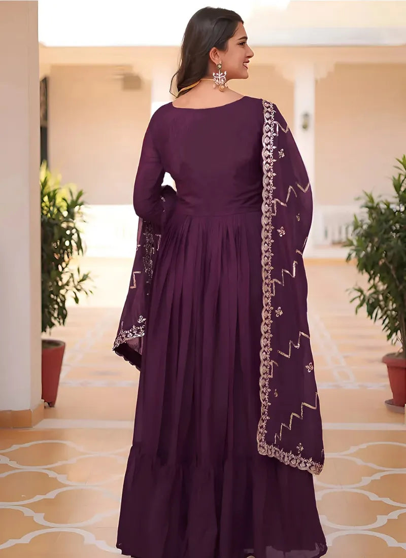 Wine Aabha Gown