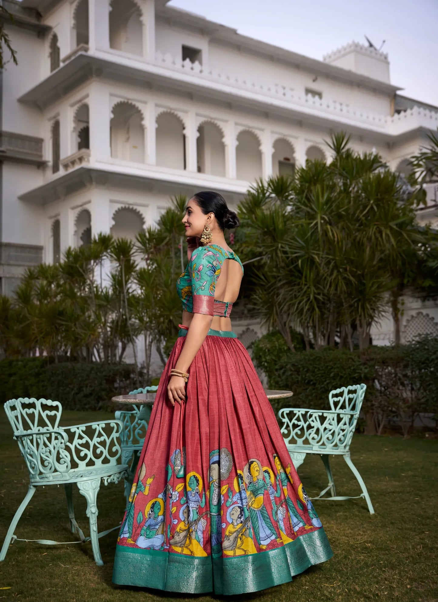 Beautiful Tusser Silk Lehenga Choli Red