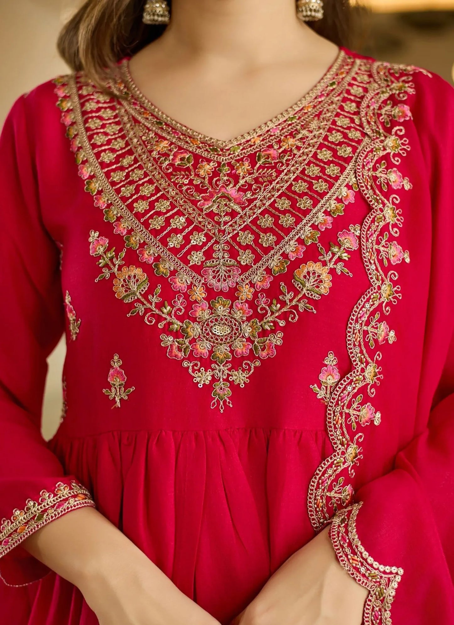 Pink Kent Sharara Anarkali Suit