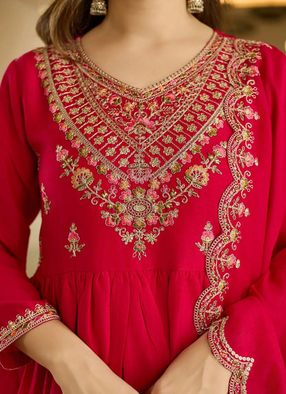 Pink Kent Sharara Anarkali Suit