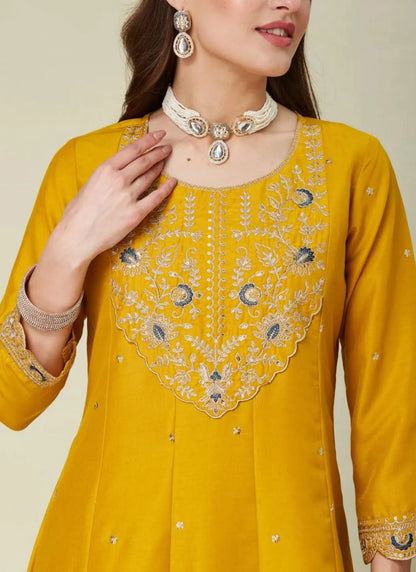 Premium Anarkali Kurti Set Yellow