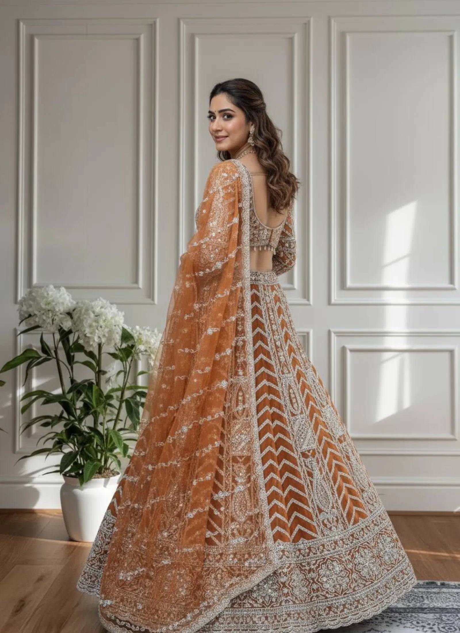 Designer Lehenga Choli Rust Orange