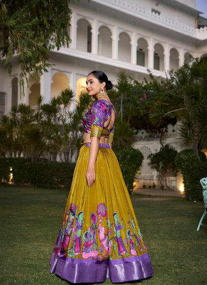 Beautiful Tusser Silk Lehenga Choli Yellow