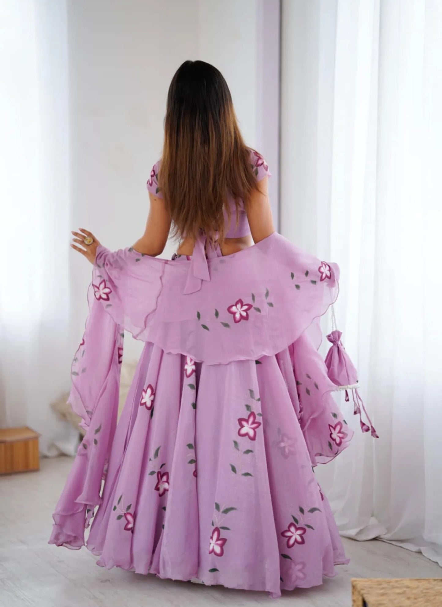 Fandy Handpaint Lehenga Choli Mauve