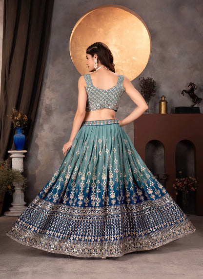 Premium Faux Georgette Lehenga Choli Sky