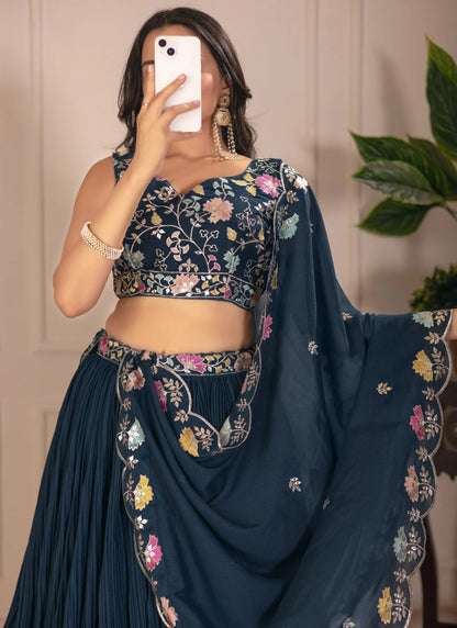 Cyan Fox Georgette Lehenga Choli