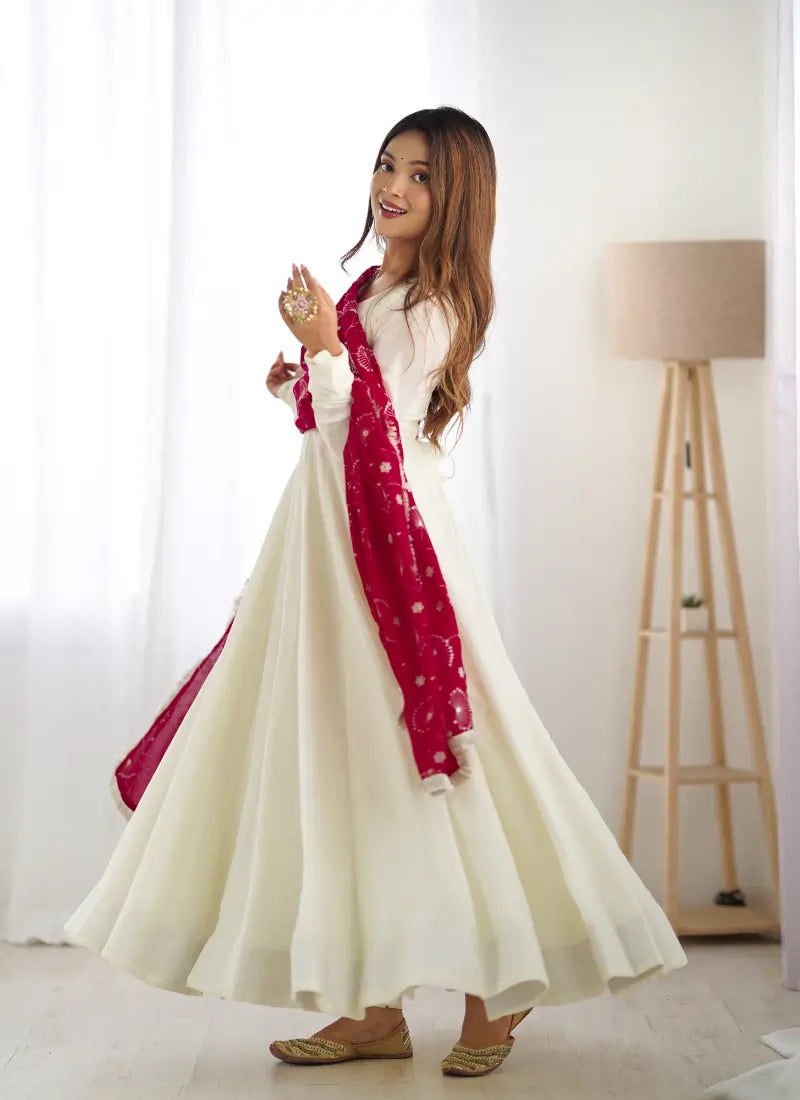 Heavy Pure Soft Vichitra Silk Anarkali Rani Dupatta