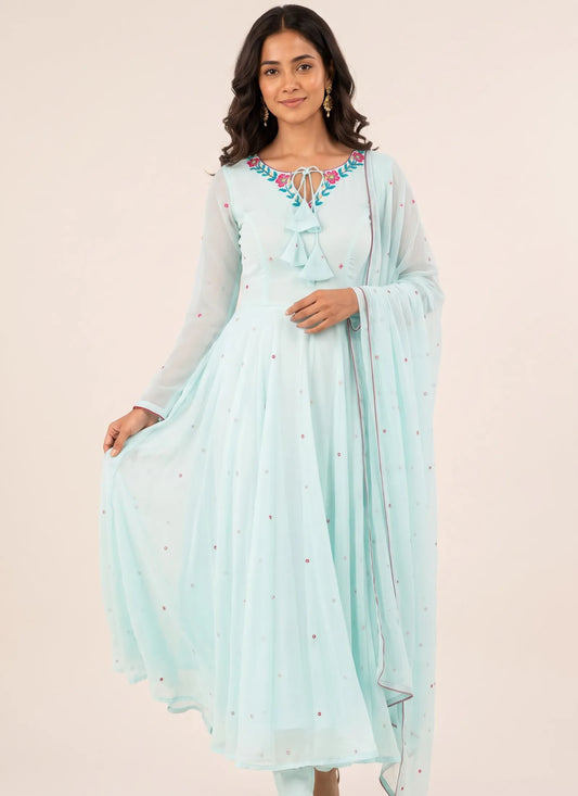 Sky Heavy Faux Georgette Anarkali Suit