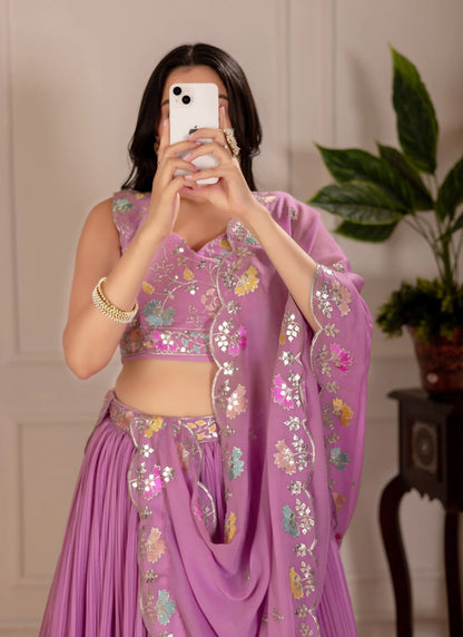 Pink Fox Georgette Lehenga Choli