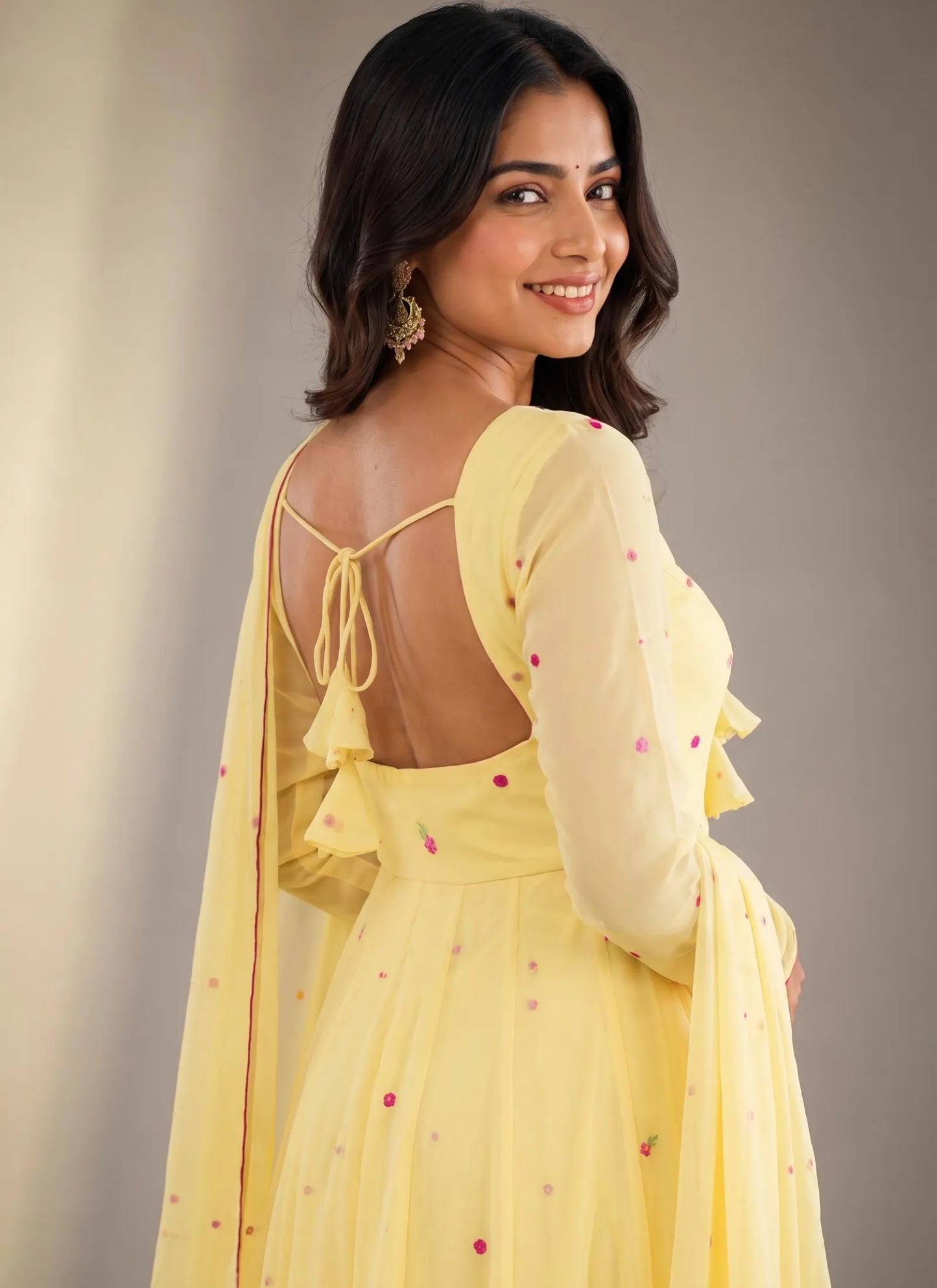 Light Yellow Heavy Faux Georgette Anarkali Suit