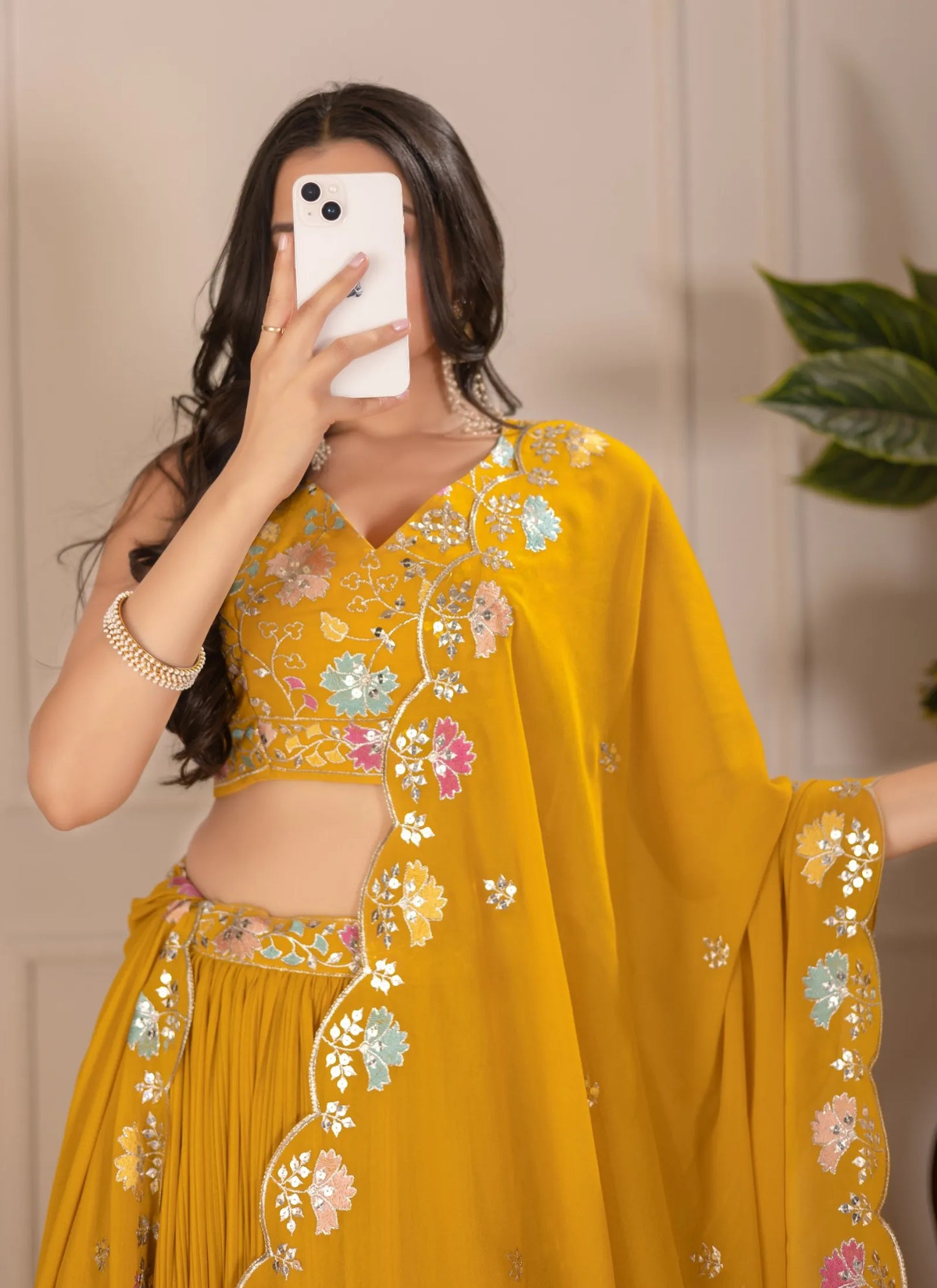 Yellow Fox Georgette Lehenga Choli