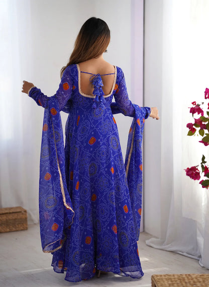 Pure Soft Lightweight Chiffon Anarkali Blue