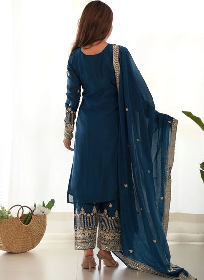 Peacock Pure Chinon Silk Kurta Set