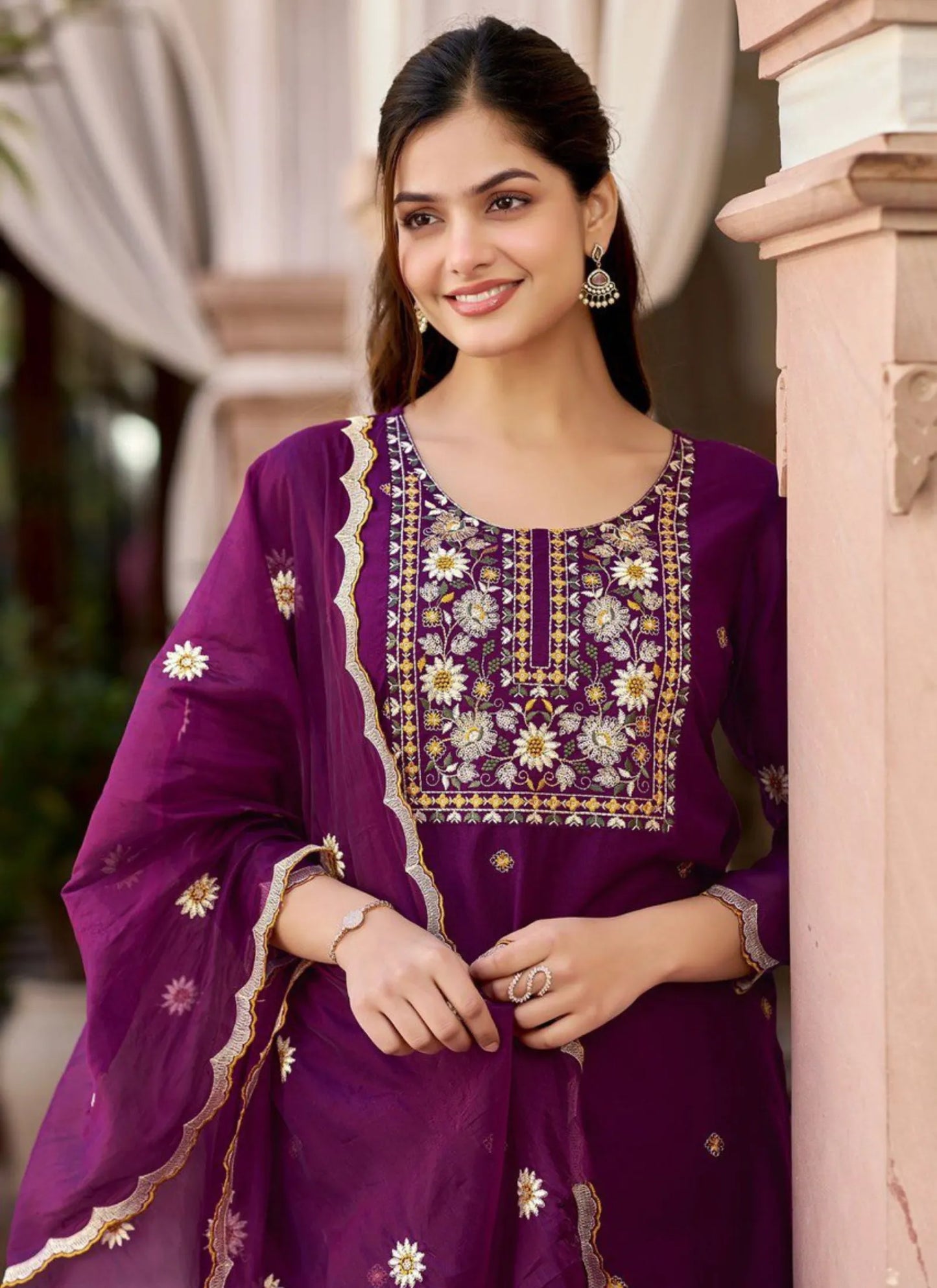 Heavy Rayon Fabric Kurta Set Wine