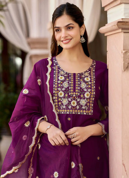 Heavy Rayon Fabric Kurta Set Wine