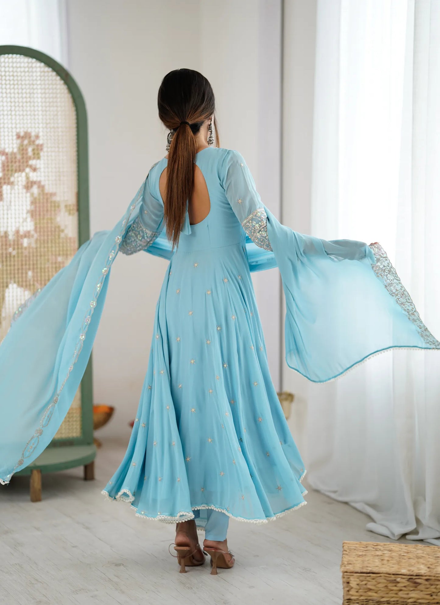 Sky Rembo Sequence Designer Anarkali Suit