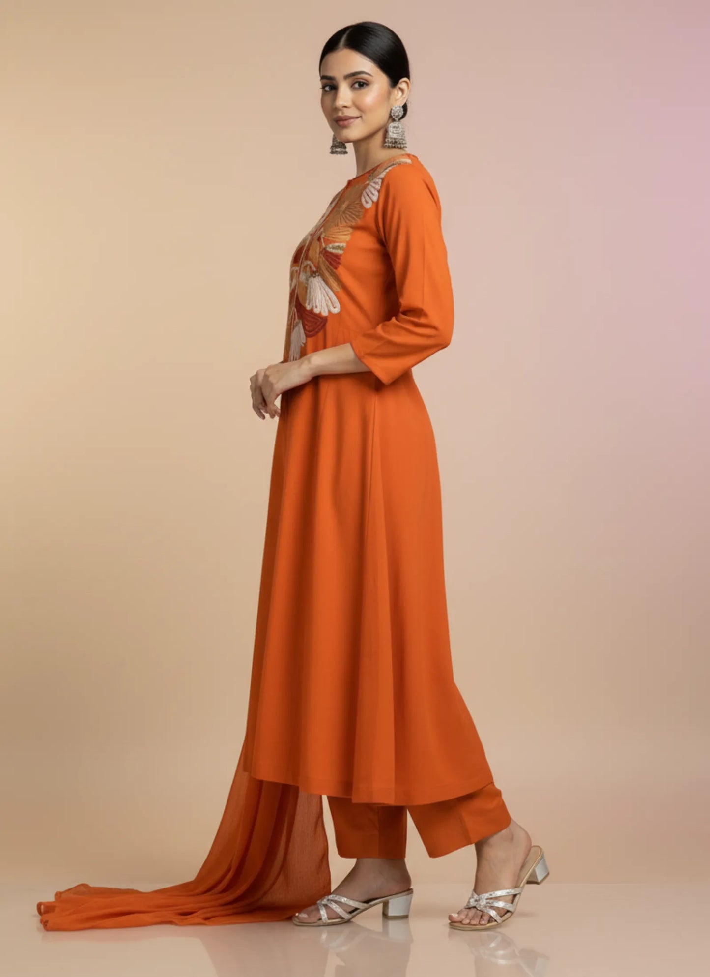 Mrugna Anarkali Plazzo Set Orange